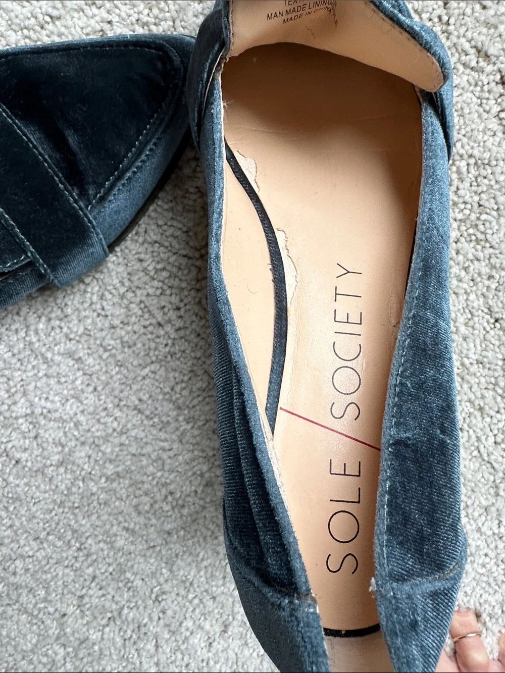 Sole Society Teal Velvet Pointed Loafers